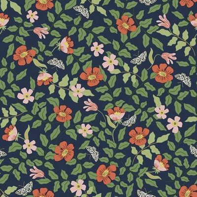 York Wallcovering Primrose Peel and Stick Wallpaper Rose/Navy