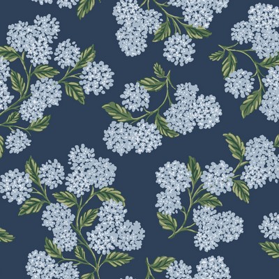 York Wallcovering Hydrangea Wallpaper Navy