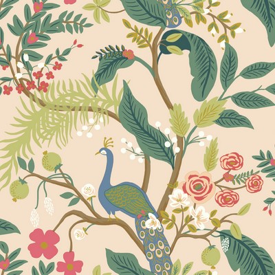 York Wallcovering Peacock Wallpaper Light Pink