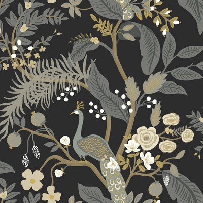 York Wallcovering Peacock Wallpaper Black