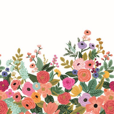 York Wallcovering Garden Party Wallpaper Mural Cream/Bright Pink