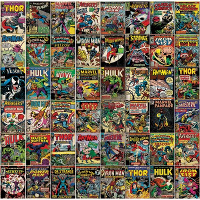 Roommates Marvel Comic Cover Peel And Stick Mural Black/Red/Green