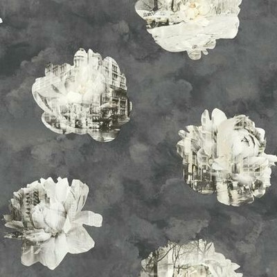 York Wallcovering Double Exposure Removable Wallpaper metallic gray/black/off white