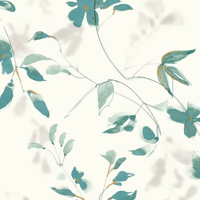 York Wallcovering Linden Flower Wallpaper Teal