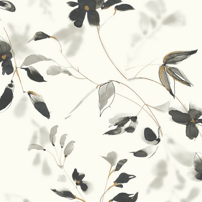 York Wallcovering Linden Flower Wallpaper Black