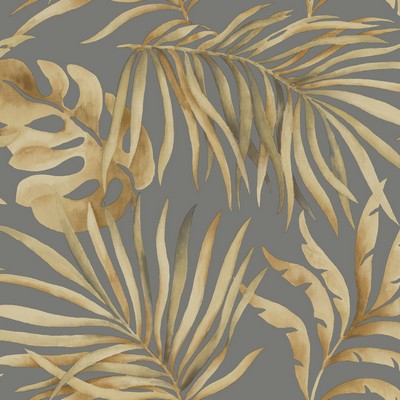 York Wallcovering Paradise Palm Wallpaper Gold/Charcoal