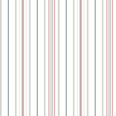 York Wallcovering Wide Pinstripe Wallpaper Blue/Coral