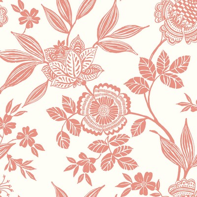 York Wallcovering Wood Cut Jacobean Wallpaper Salmon