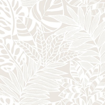 York Wallcovering Jungle Leaves Wallpaper White