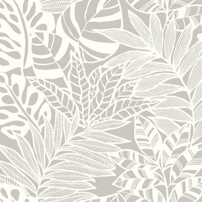 York Wallcovering Jungle Leaves Wallpaper Gray