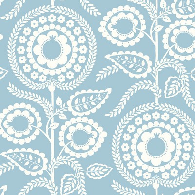 York Wallcovering Pomegranate Bloom Wallpaper Blue