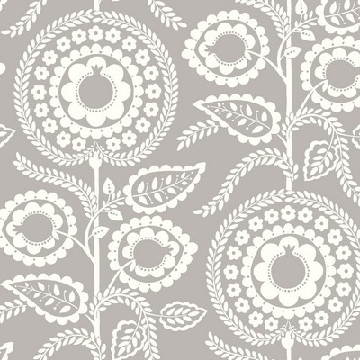 York Wallcovering Pomegranate Bloom Wallpaper Gray