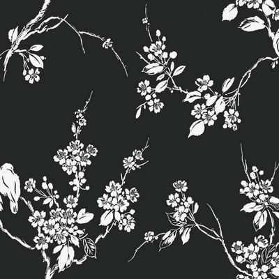 York Wallcovering Imperial Blossoms Branch Wallpaper Black/White