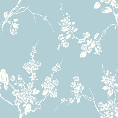 York Wallcovering Imperial Blossoms Branch Wallpaper Blue