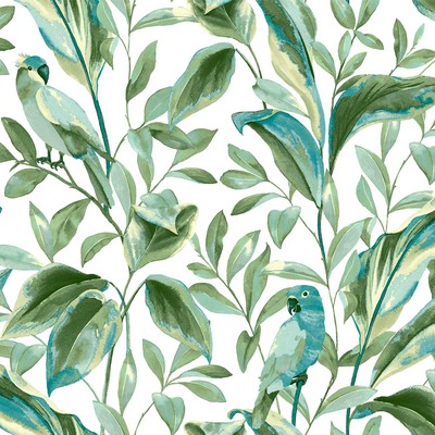York Wallcovering Tropical Love Birds Wallpaper White/Aqua
