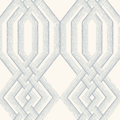 York Wallcovering Ettched Lattice Wallpaper Blue