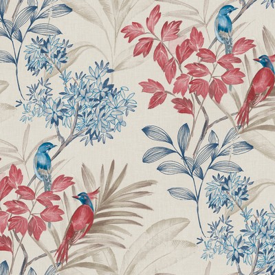 York Wallcovering Handpainted Songbird Wallpaper Red/Blue
