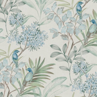 York Wallcovering Handpainted Songbird Wallpaper Turquiose