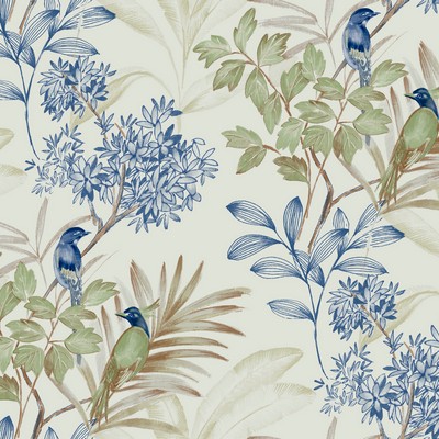 York Wallcovering Handpainted Songbird Wallpaper Green/Blue