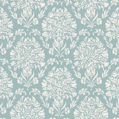 York Wallcovering Block Print Damask Wallpaper Blue