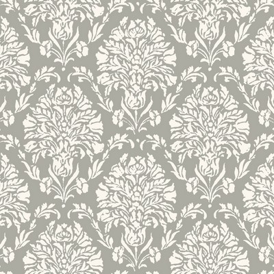 York Wallcovering Block Print Damask Wallpaper Dark Gray