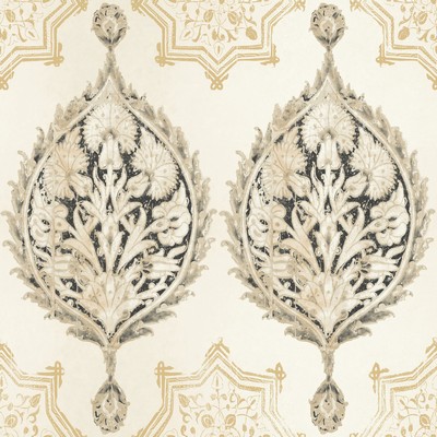 York Wallcovering Henna Palm Ogee Wallpaper  Blacks