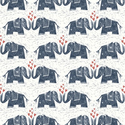 York Wallcovering Elephants Love Wallpaper Blues