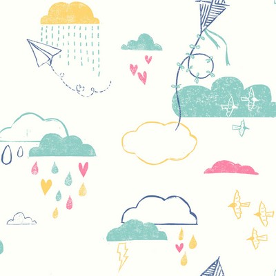 York Wallcovering Kites In The Clouds Wallpaper Blues