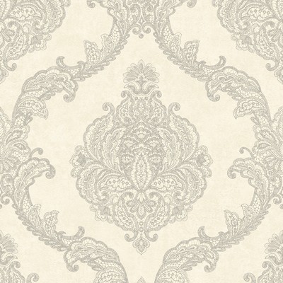 York Wallcovering Mixed Metals Chantilly Lace Wallpaper white/silver