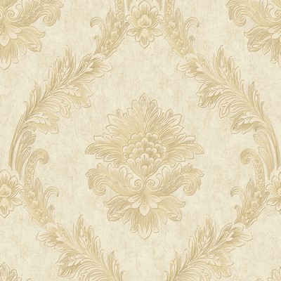 York Wallcovering Mixed Metals Acanthus Fan Wallpaper white/gold