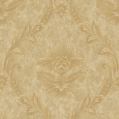 York Wallcovering Mixed Metals Acanthus Fan Wallpaper beige/gold