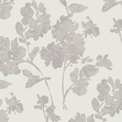 York Wallcovering FLORAL SPOT                    Silver / Orchid / White