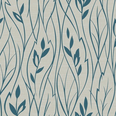 York Wallcovering Leaf Silhouette Wallpaper grey, metallic teal