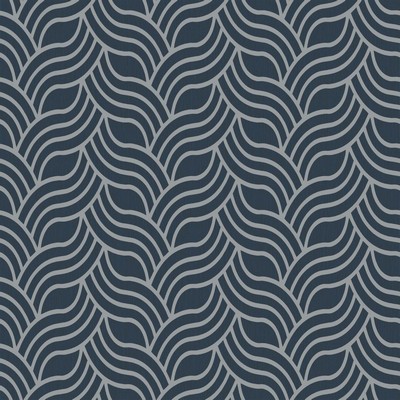 York Wallcovering Interlocking Geo Wallpaper deep greyish blue, metallic silver