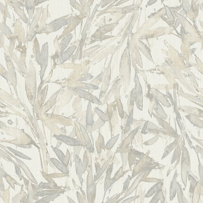 York Wallcovering Rainforest Leaves Wallpaper Cream/Grey
