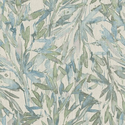 York Wallcovering Rainforest Leaves Wallpaper Lt Blue/Muted Green