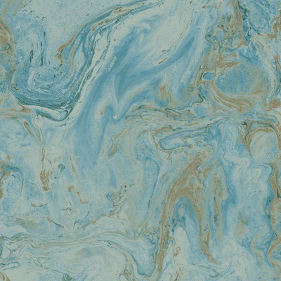 York Wallcovering Oil & Marble Wallpaper Bright Blue/Gold