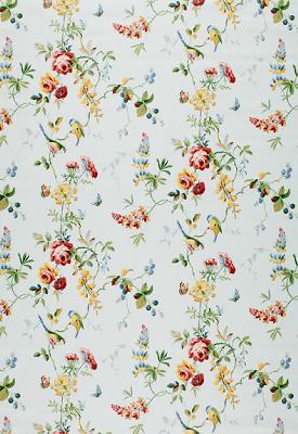 Schumacher Fabric CHICKADEE FLORAL SKY