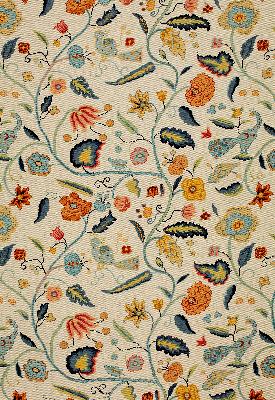 Schumacher Fabric APSLEY VINE APRICOT & TEAL