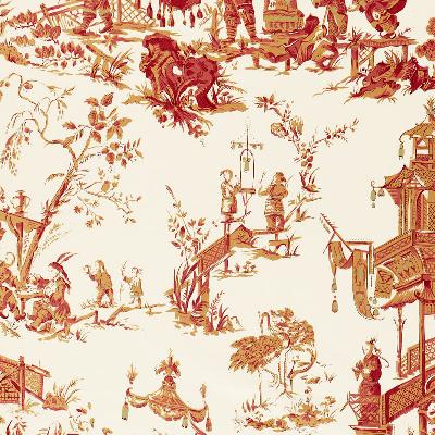 Schumacher Fabric CHINOIS CREME & RED