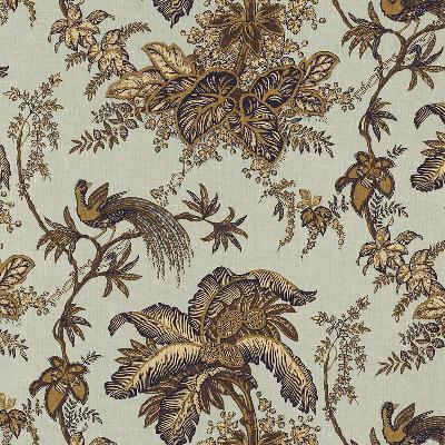 Schumacher Fabric COCONUT GROVE AQUA & TAN
