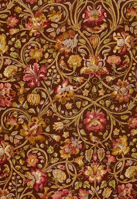 Schumacher Fabric FLEURS DE TOURAINE MAHOGANY