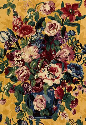 Schumacher Fabric CENTENNIAL BOUQUET DOCUMENT OCHRE