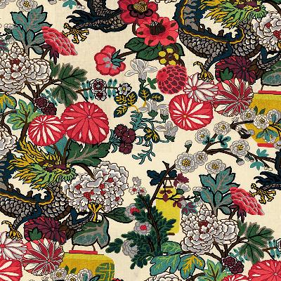 Schumacher Fabric CHIANG MAI DRAGON ALABASTER