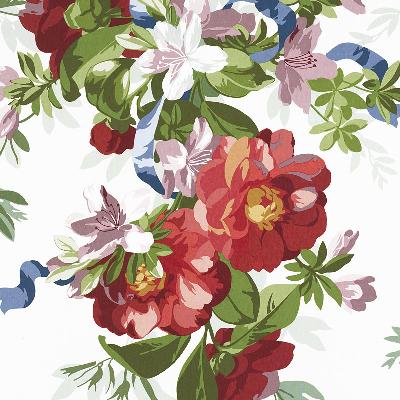 Schumacher Fabric ELLESMERE RIBBON FLORAL IVORY