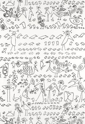 Schumacher Fabric AVIARY BLACK ON WHITE