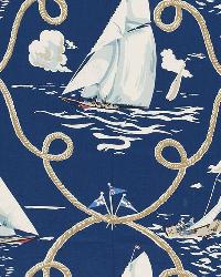 Schumacher Fabric Summer Regatta Linen Print Navy Fabric