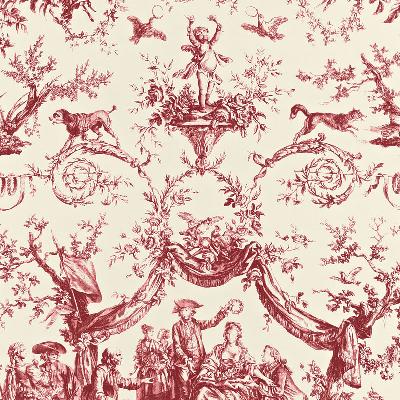 Schumacher Fabric LE COURONNEMENT DE LA ROSIERE ROUGE