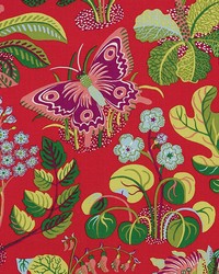 Schumacher Fabric Exotic Butterfly Red Fabric