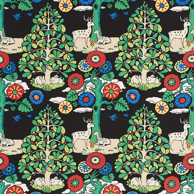 Schumacher Fabric FANTASY FOREST BLACK & MULTI